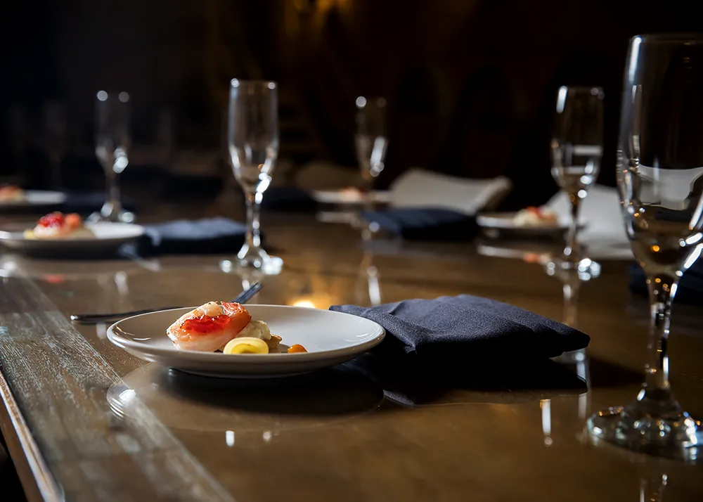 Plate of food with wine at Shelton Vineyards